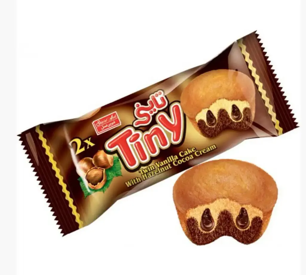   کیک  دوقلو با مغز کرم کاکائو (تاینی )شیرین عسل 60گرم