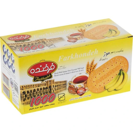 بیسکوییت با طعم موز و تزئین شکر فرخنده ۹۰۰ گرم