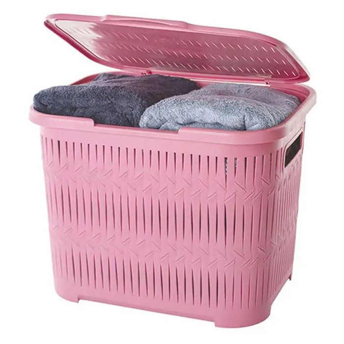 Panier à linge en bambou avec couvercle – Limon - 43x34x32cm