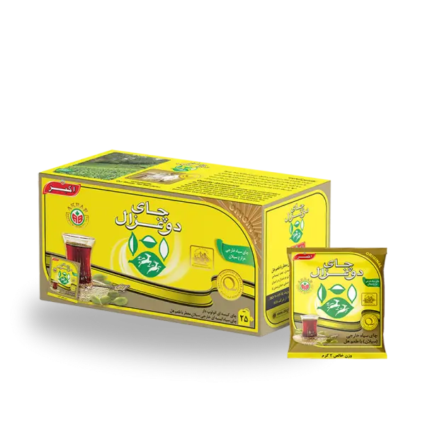چای کیسه ای هل دار دو غزال 25 عددی 
