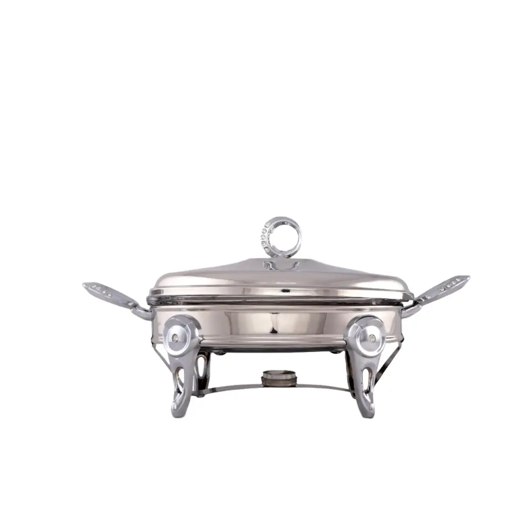 Oval 2-liter stainless steel chafing dish, silver model