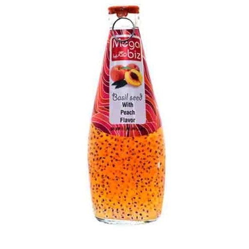 Boisson Megabiz aux graines de basilic, pêche – 300ml