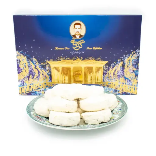 Nougat persan traditionnel enrobé de farine (Gaz) Kermani aux pistaches 42 % – 450 g